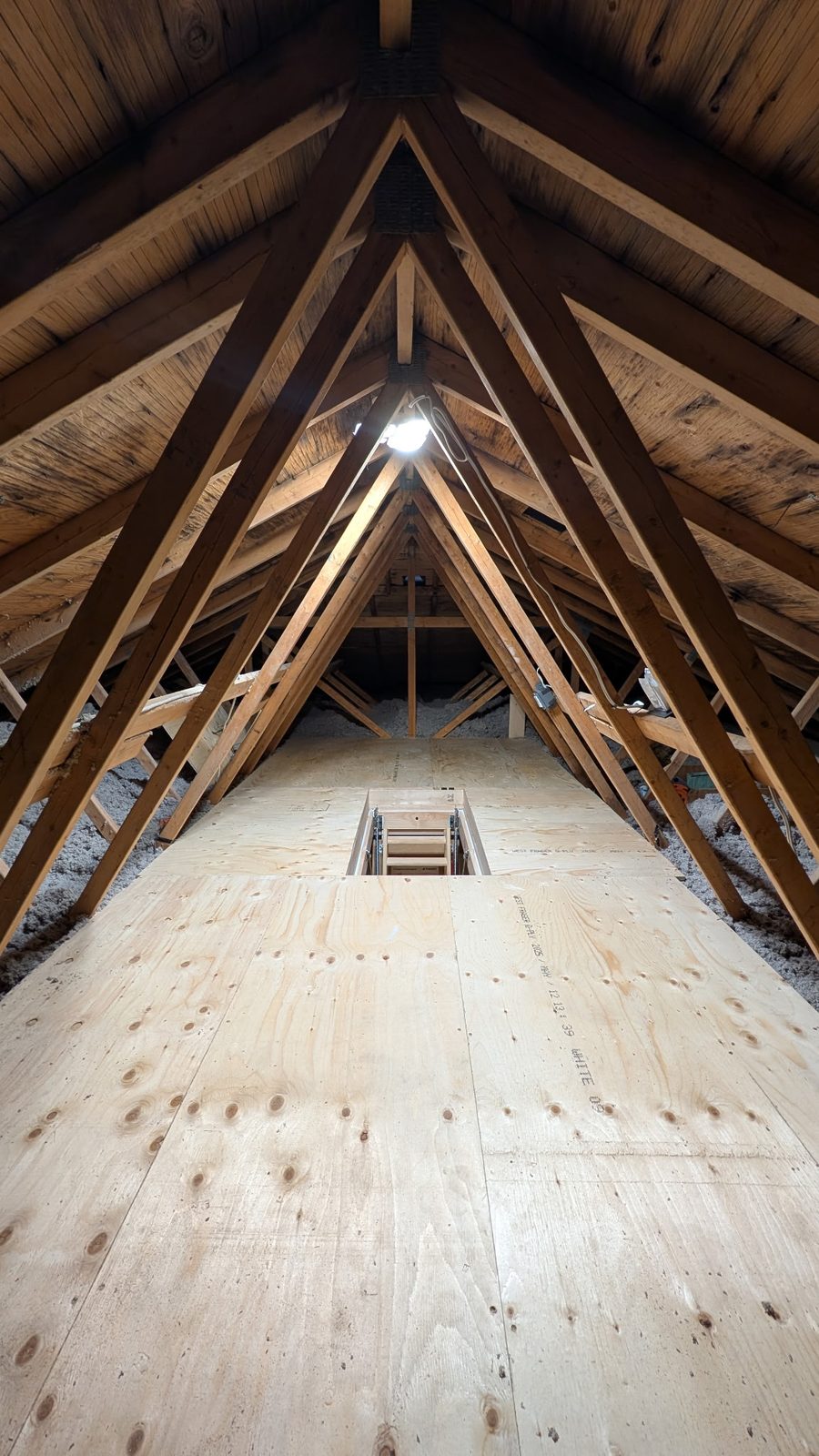 Completed raised attic storage deck in Vaughan